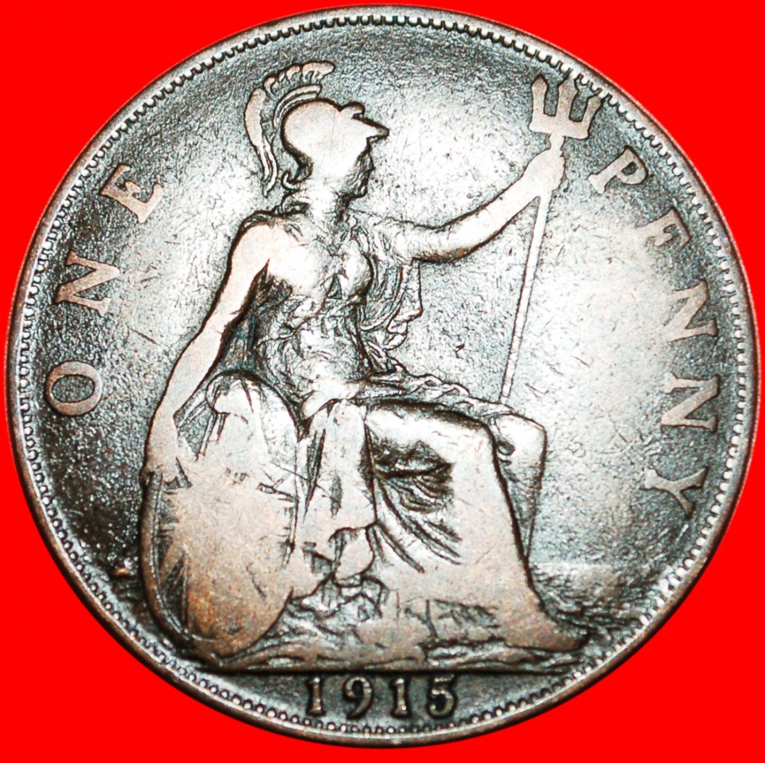  * HERRIN DER SEEN: GROSSBRITANNIEN ★ PENNY 1915! GEORG V. (1911-1936) ★OHNE VORBEHALT!   