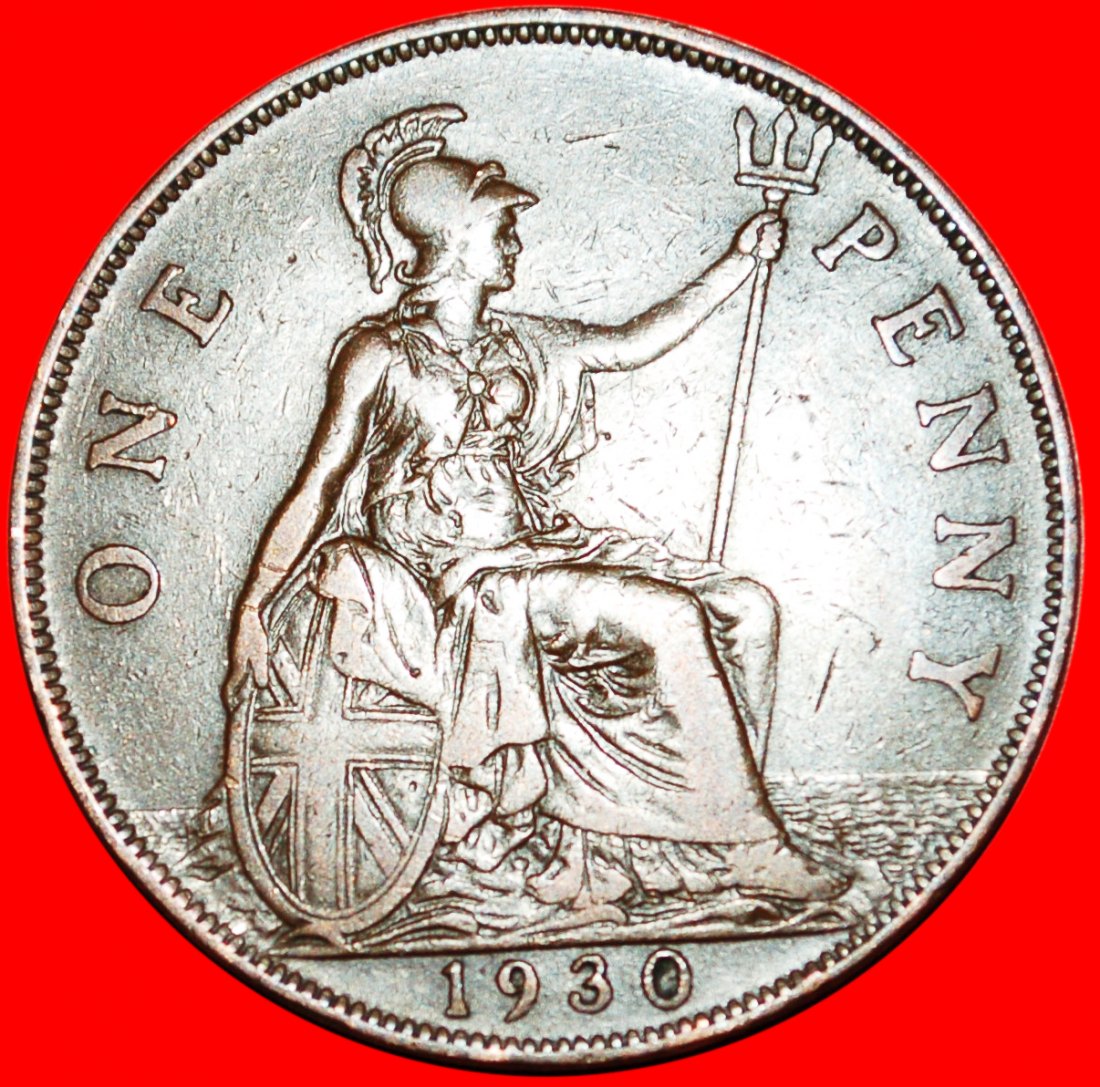 * GREAT BRITAIN: UNITED KINGDOM ★PENNY 1930 UNCOMMON! GEORGE V (1911-1936) ★LOW START ★ NO RESERVE!
