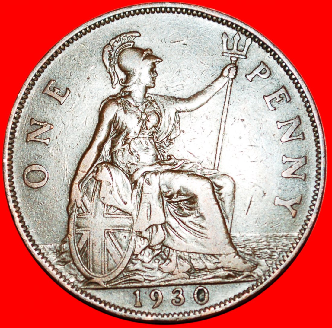  * HERRIN DER SEEN: GROSSBRITANNIEN ★ PENNY 1930 UNGEWÖHNLICH! GEORG V. (1911-1936) ★OHNE VORBEHALT!   