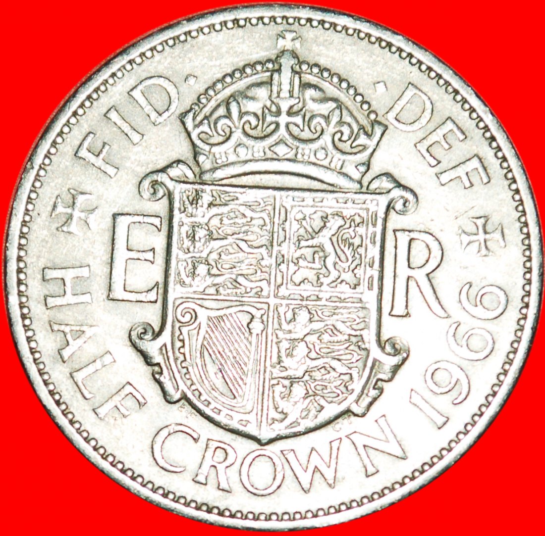  * GREAT BRITAIN: UNITED KINGDOM★HALF CROWN 1966! ELIZABETH II (1953-2022)★LOW START ★ NO RESERVE!   