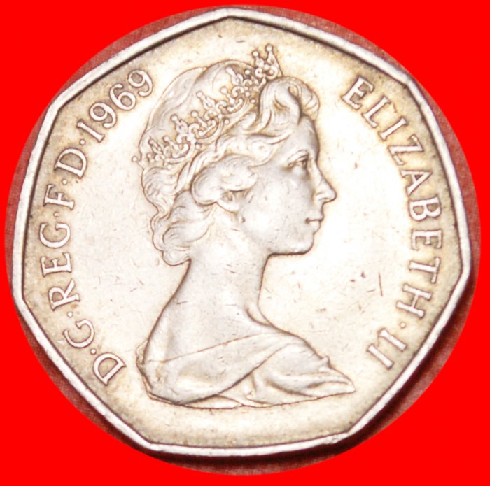  * GREAT BRITAIN: UNITED KINGDOM★50 NEW PENCE 1969! ELIZABETH II (1953-2022)★LOW START ★ NO RESERVE!   