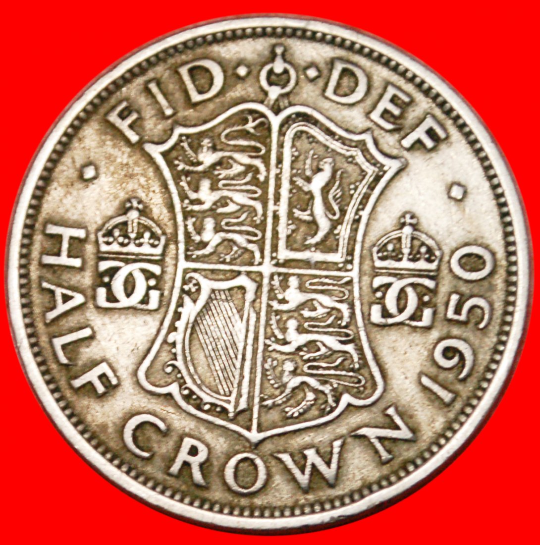 * GREAT BRITAIN: UNITED KINGDOM★HALF CROWN 1950! GEORGE VI (1937-1952)★LOW START ★ NO RESERVE!