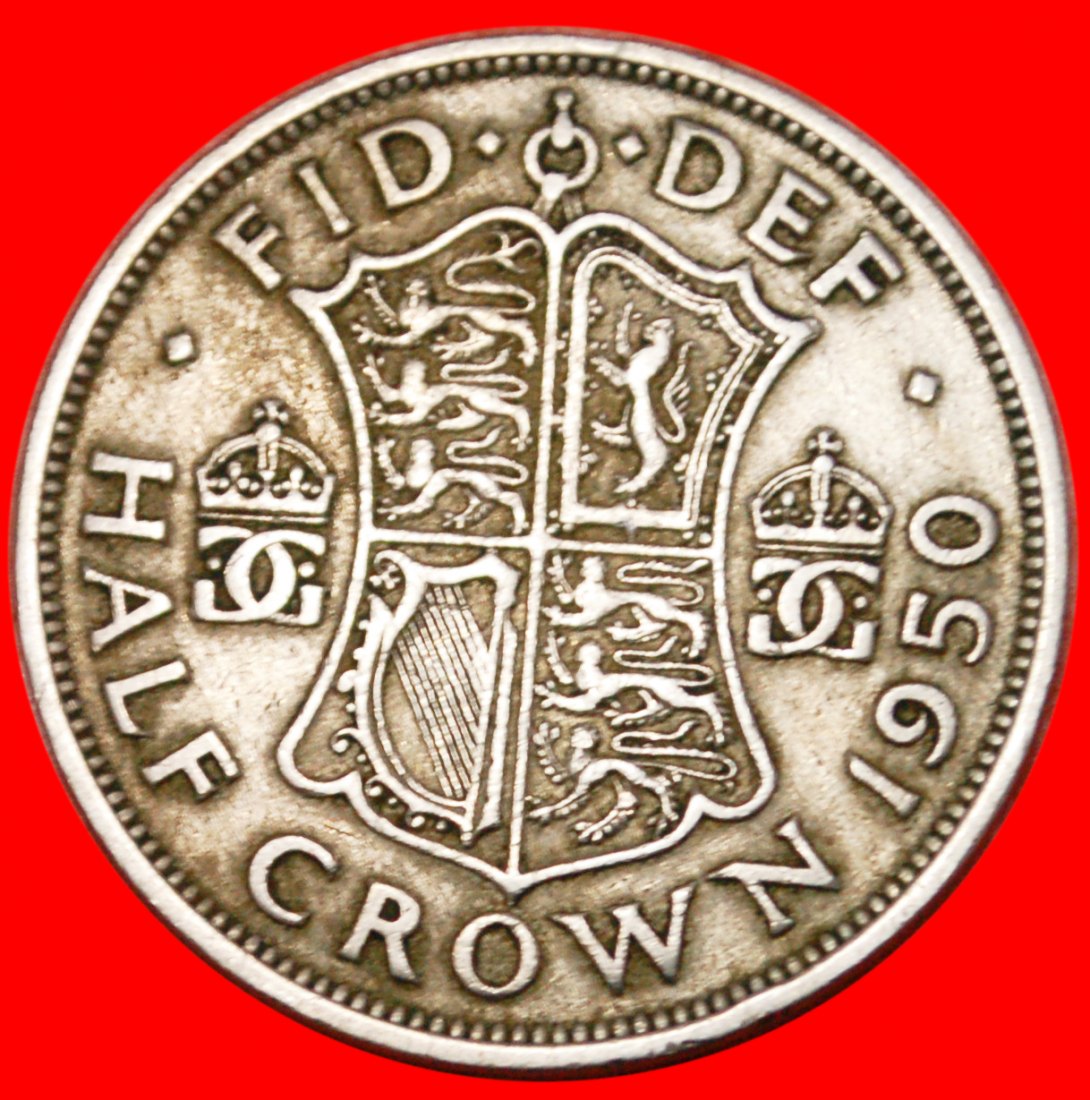  * GREAT BRITAIN: UNITED KINGDOM★HALF CROWN 1950! GEORGE VI (1937-1952)★LOW START ★ NO RESERVE!   