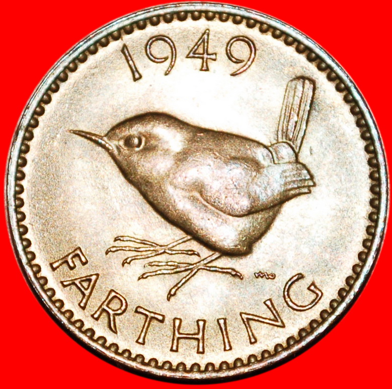 * GREAT BRITAIN: UNITED KINGDOM★FARTHING 1949 WREN! GEORGE VI (1937-1952)★LOW START ★ NO RESERVE!