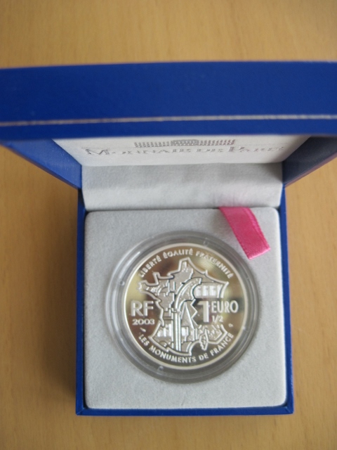  Frankreich, 1 € 1/2 , Chateau Chambord, 2003, Paris, Proof, 900er Silber   