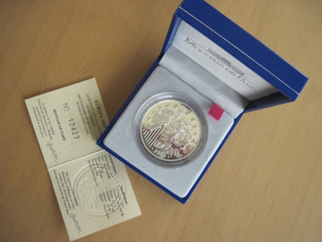  Frankreich, 1 € 1/2 , Jahrestag Währungsunion, 2003, Paris, Proof, 900er Silber   