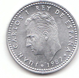  1 Peseta Spanien 1987 (D100)  b.   