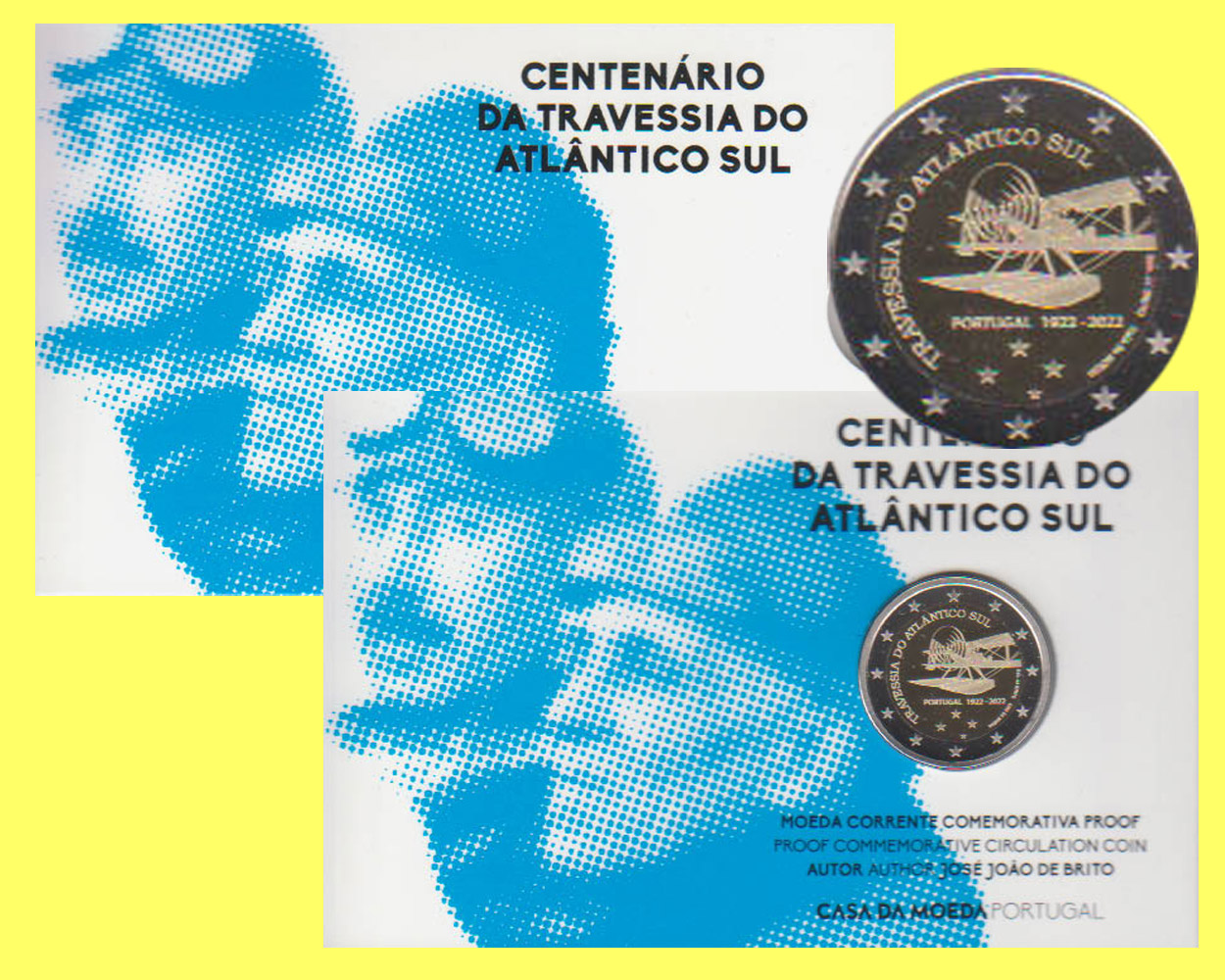  2-€-Sondermünze Portugal *100 Jahre Erstüberquerung des Südatlantik* 2022 *PP* nur 7.500St!   