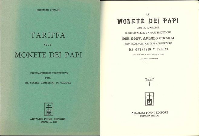  Vitalini, Ortensio. Tariffa Alle Monete Dei Papi. Bologna 1965. 38 Seiten, Broschiert   
