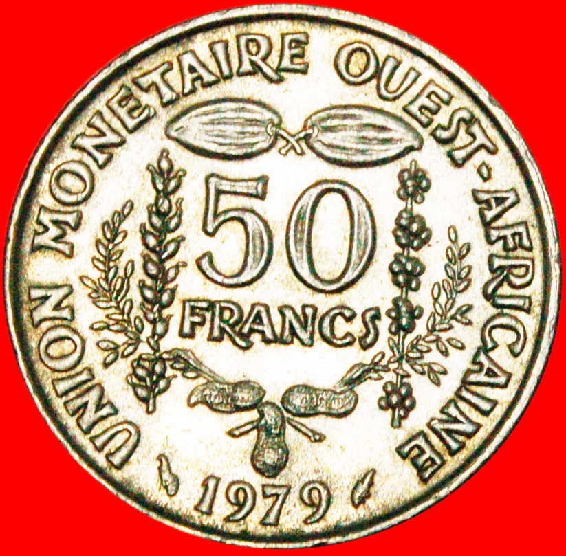  * FRANCE GOLD FISH AND CACAO PODS : WEST AFRICAN STATES ★ 50 FRANCS 1979! LOW START ★ NO RESERVE!   