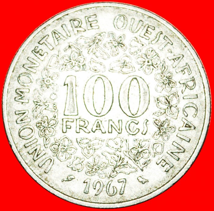  * FRANKREICH GOLDFISCHE UND BLUMEN (1967-2005): WESTAFRIKA ★ 100 FRANCS 1967! OHNE VORBEHALT!   