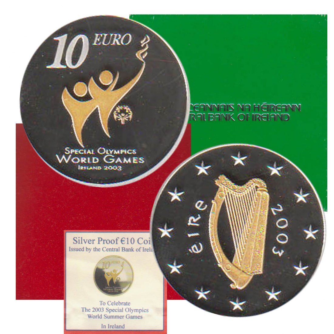  Irland 10-€-Silbermünze *XI. Special Olympics Sommerspiele* 2003 24kt verg. *PP* nur 30.000St!   