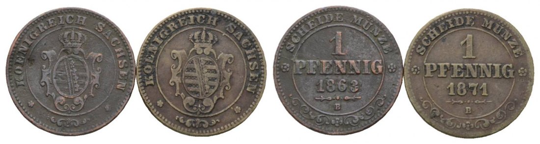  Altdeutschland; 2 Kleinmünzen 1863/1871   