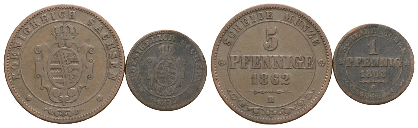  Altdeutschland; 2 Kleinmünzen 1862/1863   