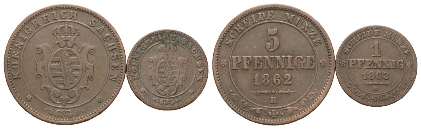  Altdeutschland; 2 Kleinmünzen 1862/1863   