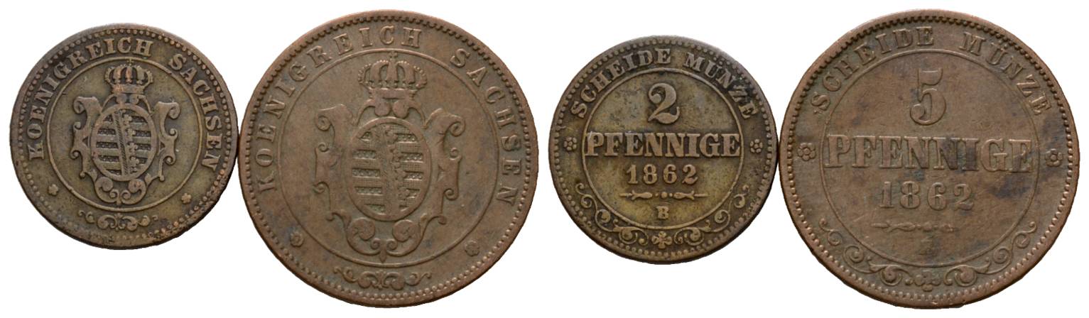 Altdeutschland; 2 Kleinmünzen 1862   