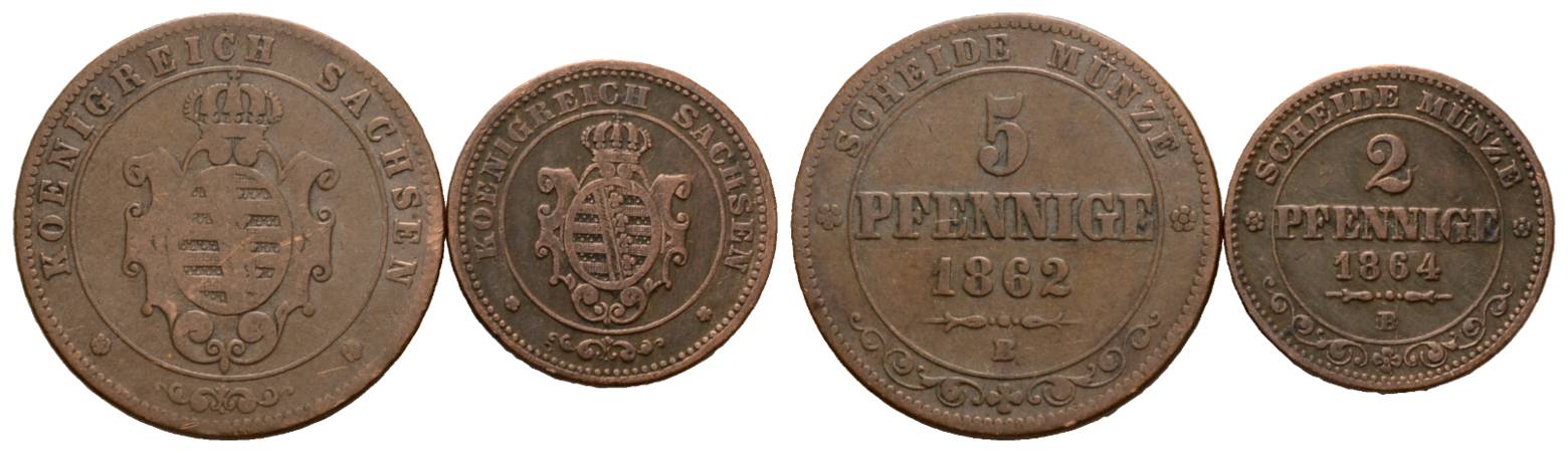  Altdeutschland; 2 Kleinmünze 1862/1864   