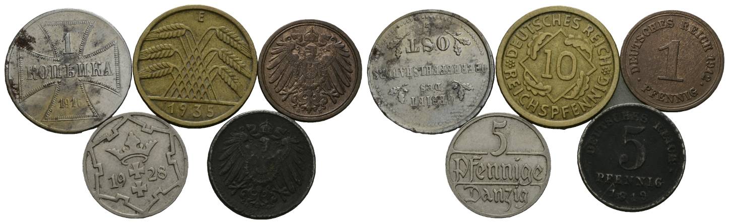  Deutsches Reich, 5 Kleinmünzen   