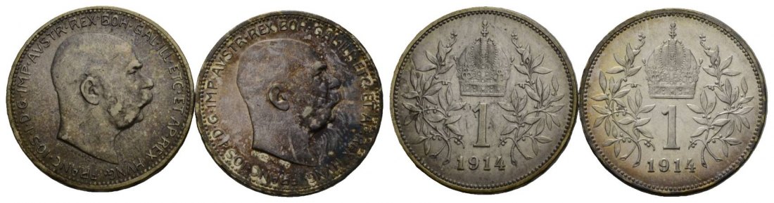 Österreich; 2 Kleinmünzen 1914   