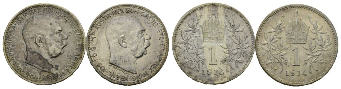  Österreich; 2 Kleinmünzen 1916/1914   