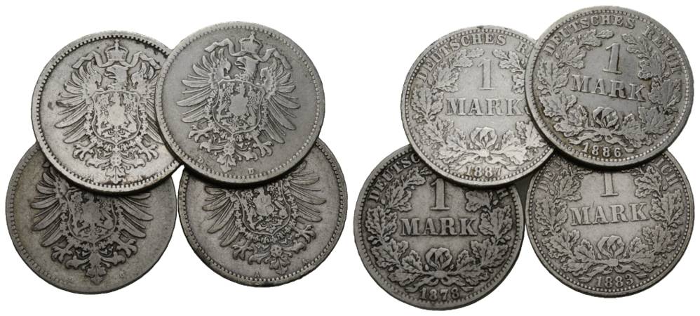  Deutsches Reich, 4 Kleinmünzen 1878-1887   
