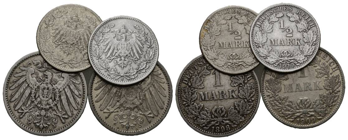  Deutsches Reich, 4 Kleinmünzen 1898-1919   