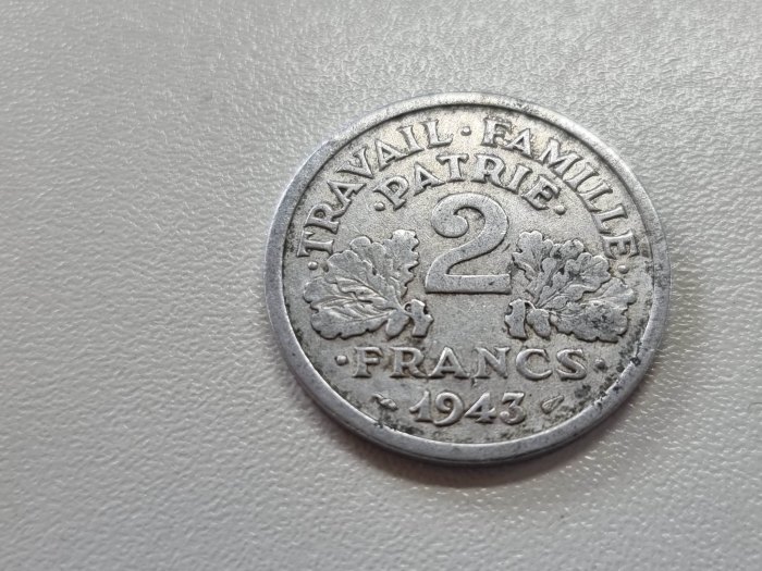  Frankreich 2 Franc 1943 Umlauf   