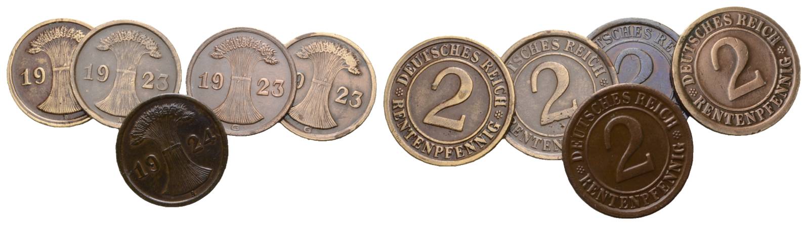  Weimarer Republik; 2 Rentenpfennig; 5 Stück   