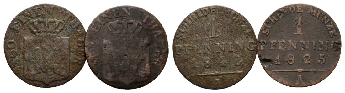  Brandenburg-Preußen; 2 Kleinmünzen 1842/1825   