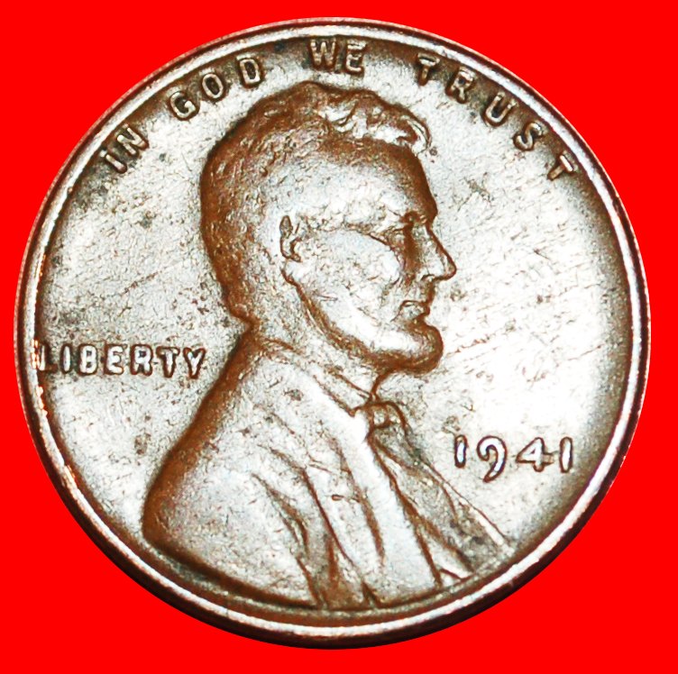  * WHEAT PENNY (1909-1958): USA ★ 1 CENT 1941! LINCOLN (1809-1865)  LOW START ★ NO RESERVE!   