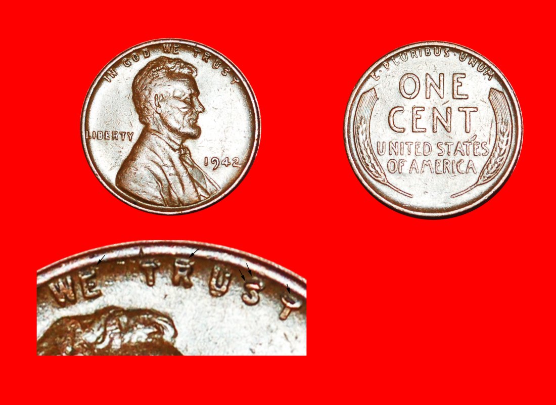  * WEIZEN PENNY (1909-1958): USA ★ 1 CENT 1942! LINCOLN (1809-1865) ENTDECKUNG MÜNZE ★OHNE VORBEHALT!   