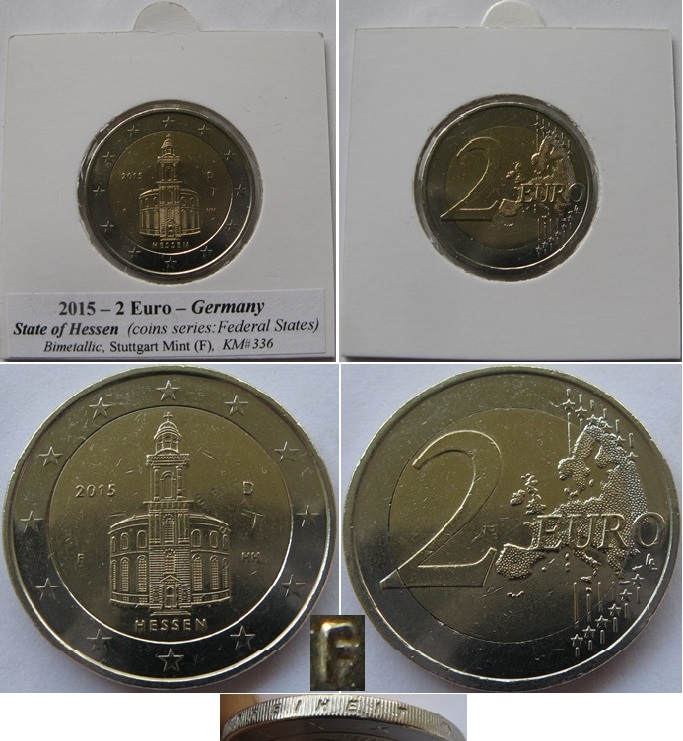  2015, Germany, 2 euro: State of Hessen  (F)   