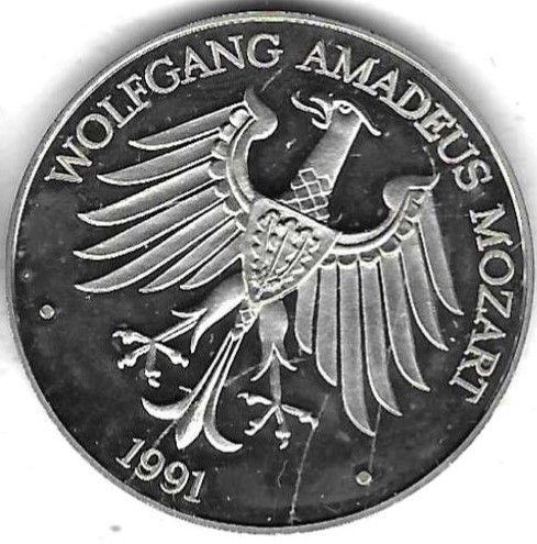  Medaille Mozart als Dirigent 1991, Cu-Ni, Polierte Platte, 40 mm, 22,52 gr. siehe Scan unten   