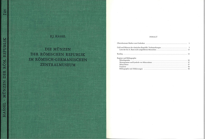  Hassel, Franz Josef. Die Münzen der römischen Republik im Römisch-Germanischen Zentralmuseum   