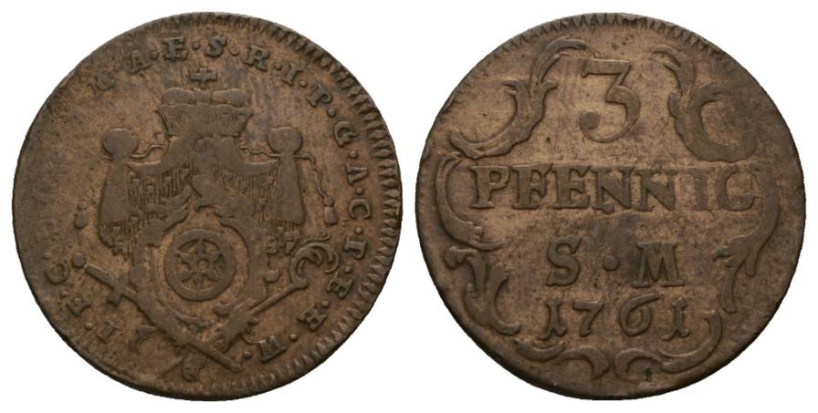  Altdeutschland; 3 Pfennig 1761   