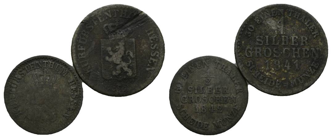  Altdeutschland; 2 Kleinmünzen 1842/1841   