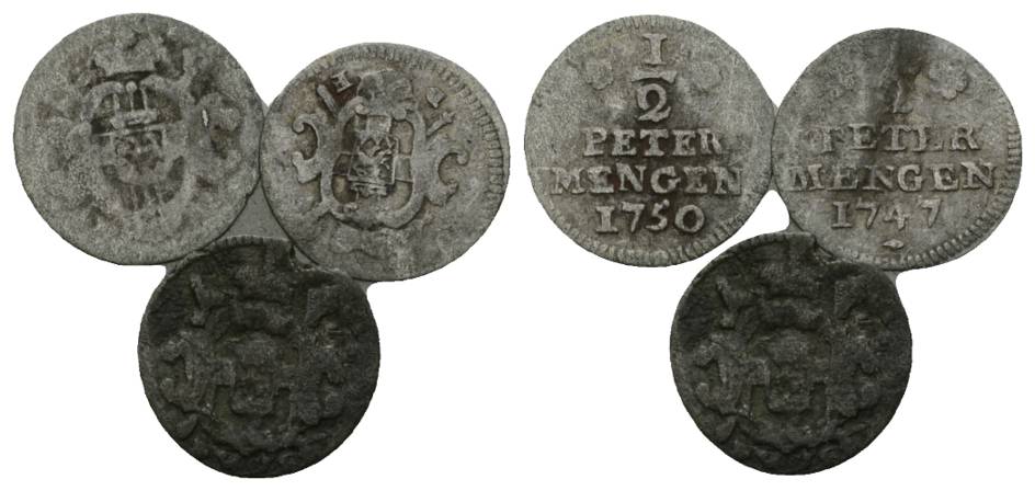  Altdeutschland; 3 Kleinmünzen 1750/1747/1742   