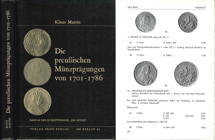  Martin, Klaus. Die preußischen Münzprägungen von 1701-1786. Berlin 1976   