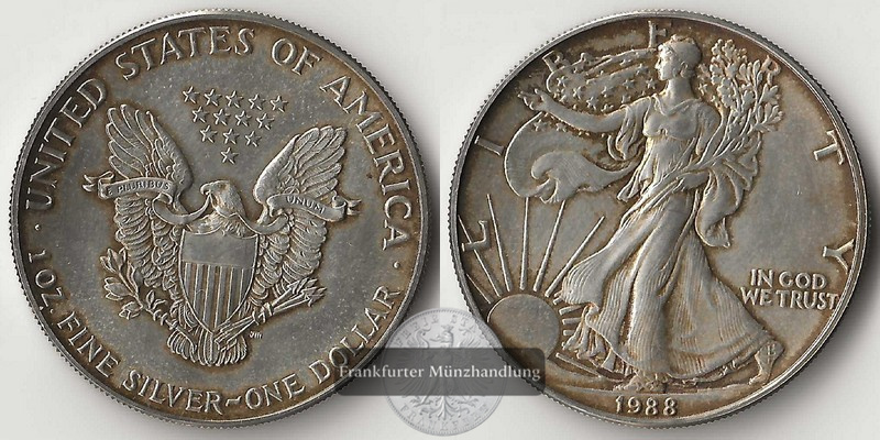  USA  1 Dollar  1988  American Eagle   FM-Frankfurt     Feinsilber: 31,11g   