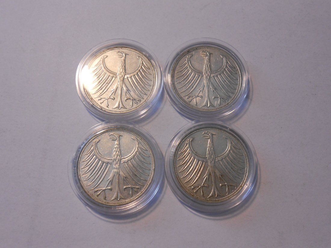  Deutschland 5 DM Silberadler³ 1969 D, F, G und J   