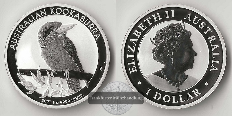  Australien,  1 Dollar  2021  Kookaburra FM-Frankfurt  Feinsilber: 31,1g   