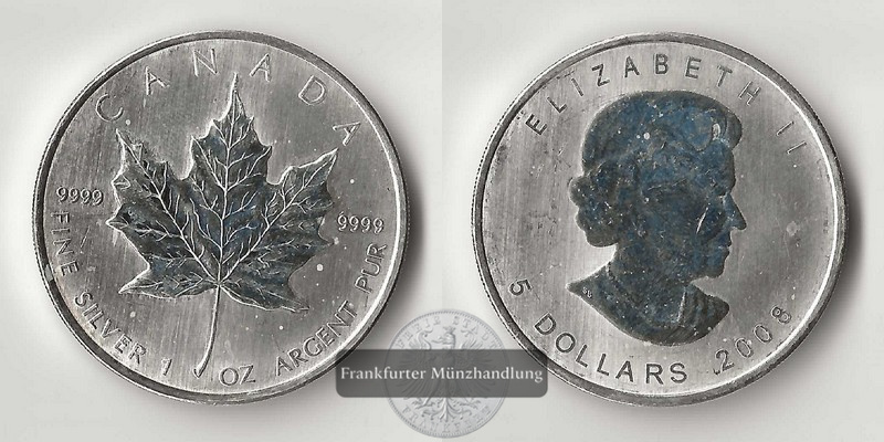 Kanada  5 Dollar Maple Leaf 2008  FM-Frankfurt Feinsilber: 31,1g   