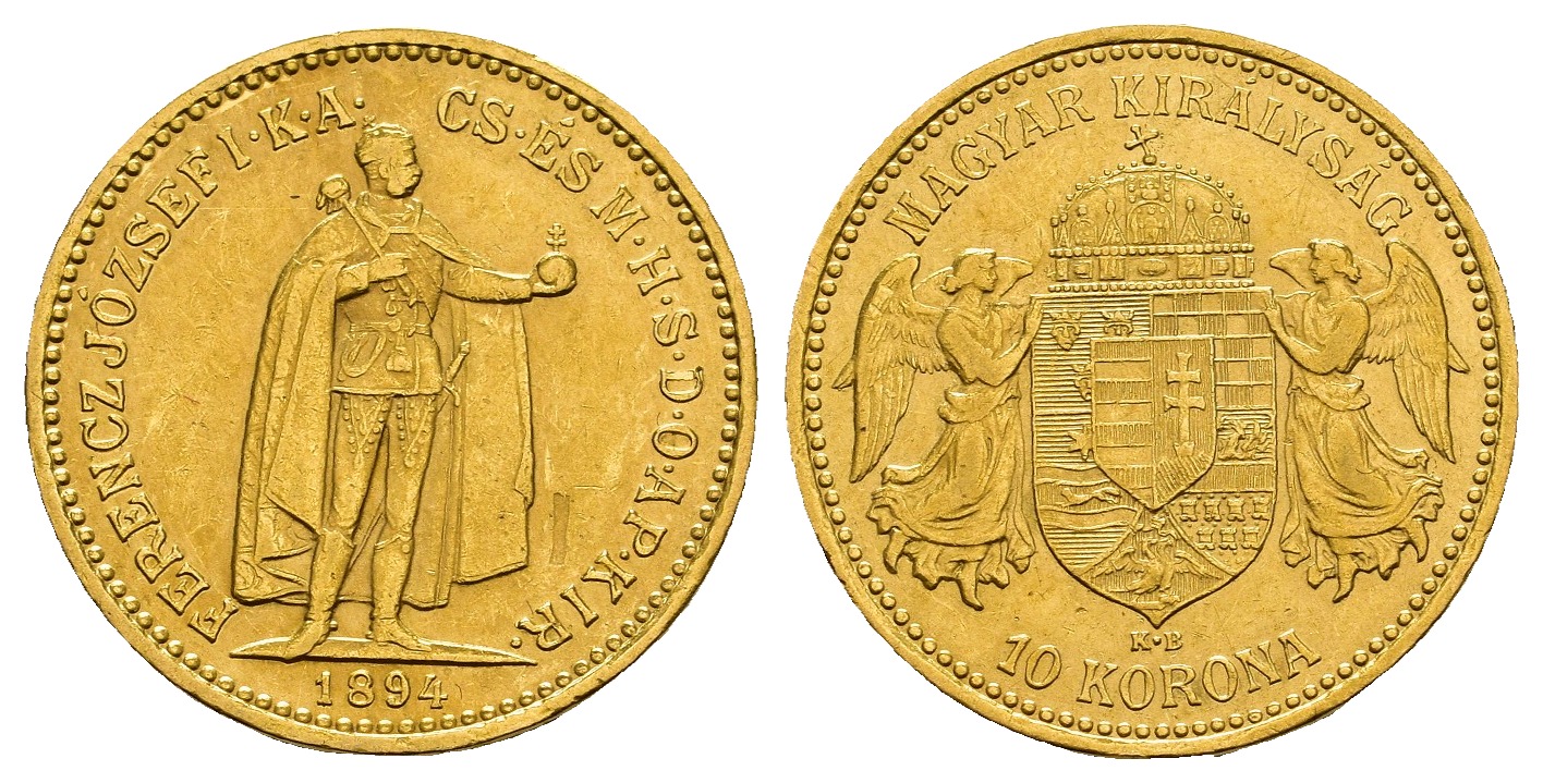 PEUS 9256 Ungarn 3,05 g Feingold. Franz Joseph I. (1848 - 1916) 10 Kronen GOLD 1894 KB Kremnitz Sehr schön