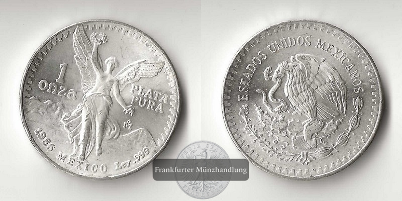  Mexiko.  Libertad  1986, 1 Onza (Unze)  FM-Frankfurt  Feinsilber: 31,1g   