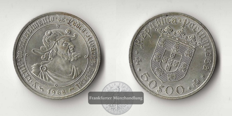  Portugal  50 Escudos  1968  FM-Frankfurt  Feingewicht: 11,7g   