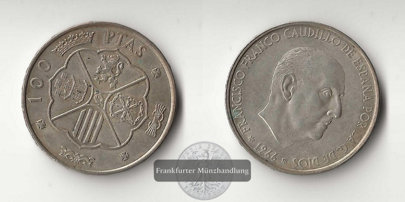  Spanien  100 Pesetas  1966   FM-Frankfurt Feinsilber: 15,2g   