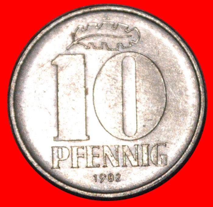 * HAMMER AND COMPASS (1963-1990): GERMANY ★ 10 PFENNIG 1982A! DIES 1+A! LOW START★ NO RESERVE!