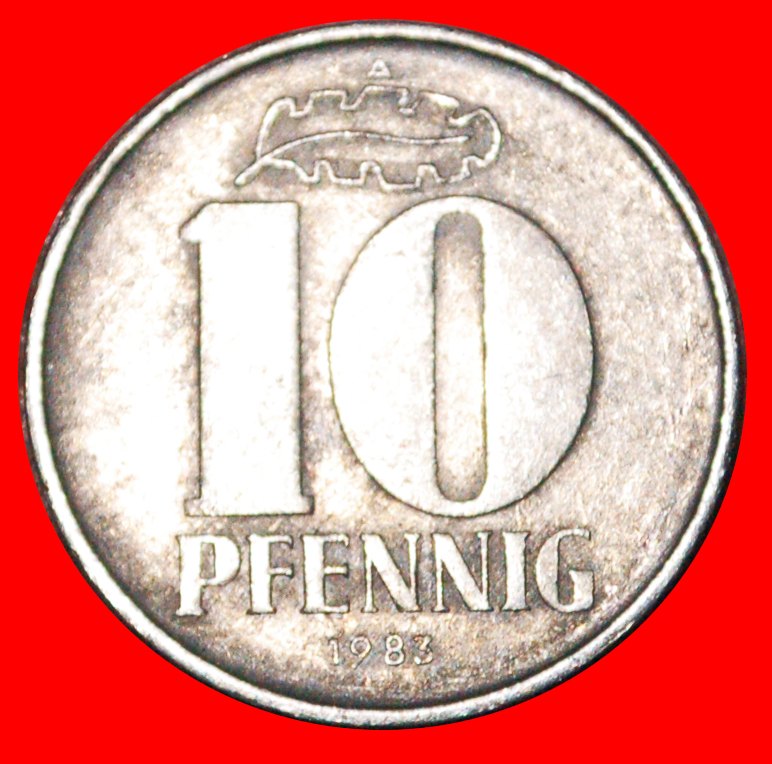 * HAMMER AND COMPASS (1963-1990): GERMANY ★ 10 PFENNIG 1983A! DIES 1+A LUSTRE★LOW START★ NO RESERVE!   