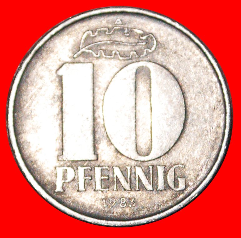 * HAMMER AND COMPASS (1963-1990): GERMANY ★ 10 PFENNIG 1983A! DIES 1+A LUSTRE★LOW START★ NO RESERVE!