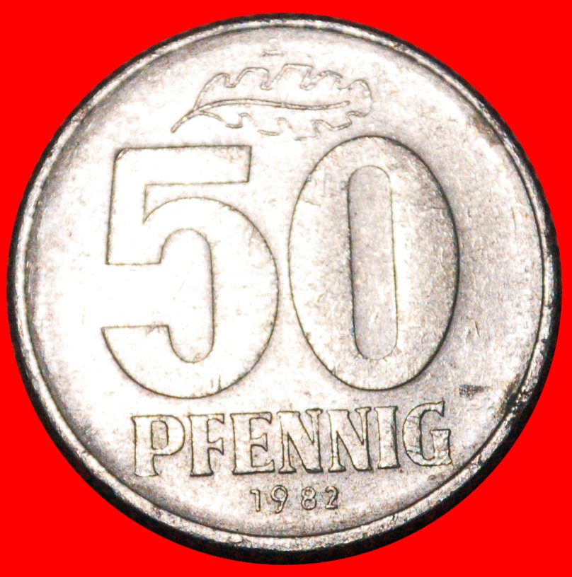  * HAMMER AND COMPASS (1958-1990): GERMANY ★ 50 PFENNIG 1982A MINT LUSTRE!★LOW START★ NO RESERVE!   